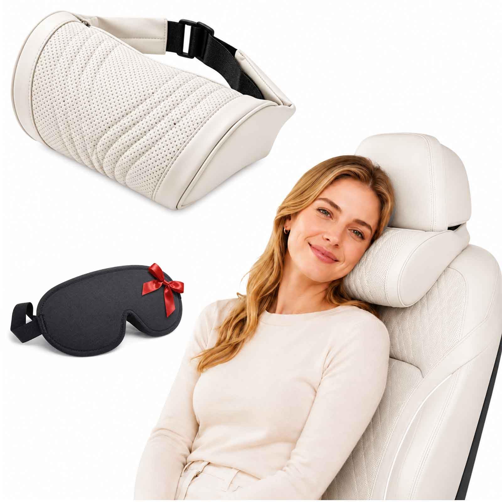 Universal Memory Foam Car Headrest Neck Pillow Ergonomic (White,1PC)