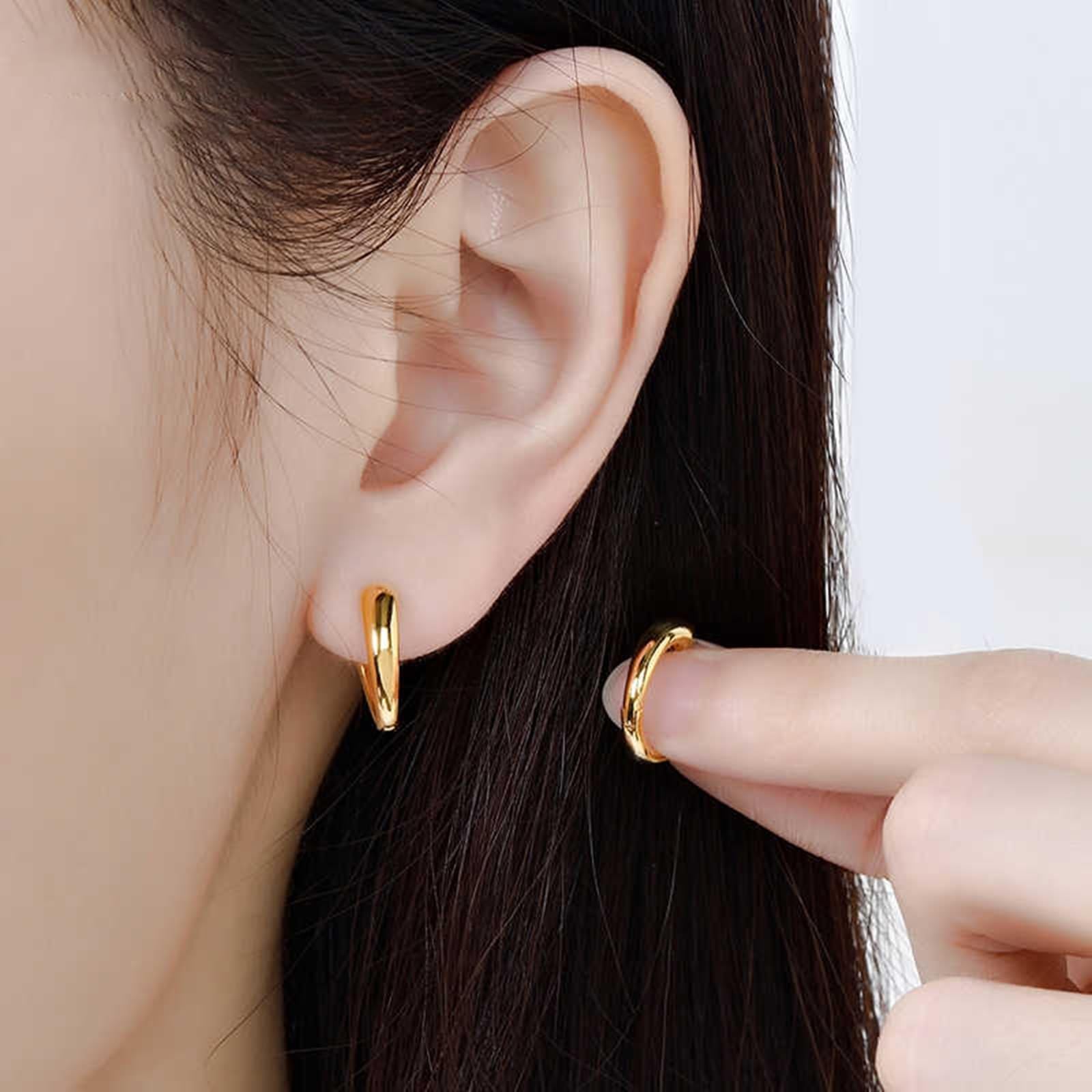 Epinki 9K/14K/18K żółte złoto Creole Hoop prawdziwe złoto, klasyczne kolczyki damskie w stylu vintage, Au 750/585/375,