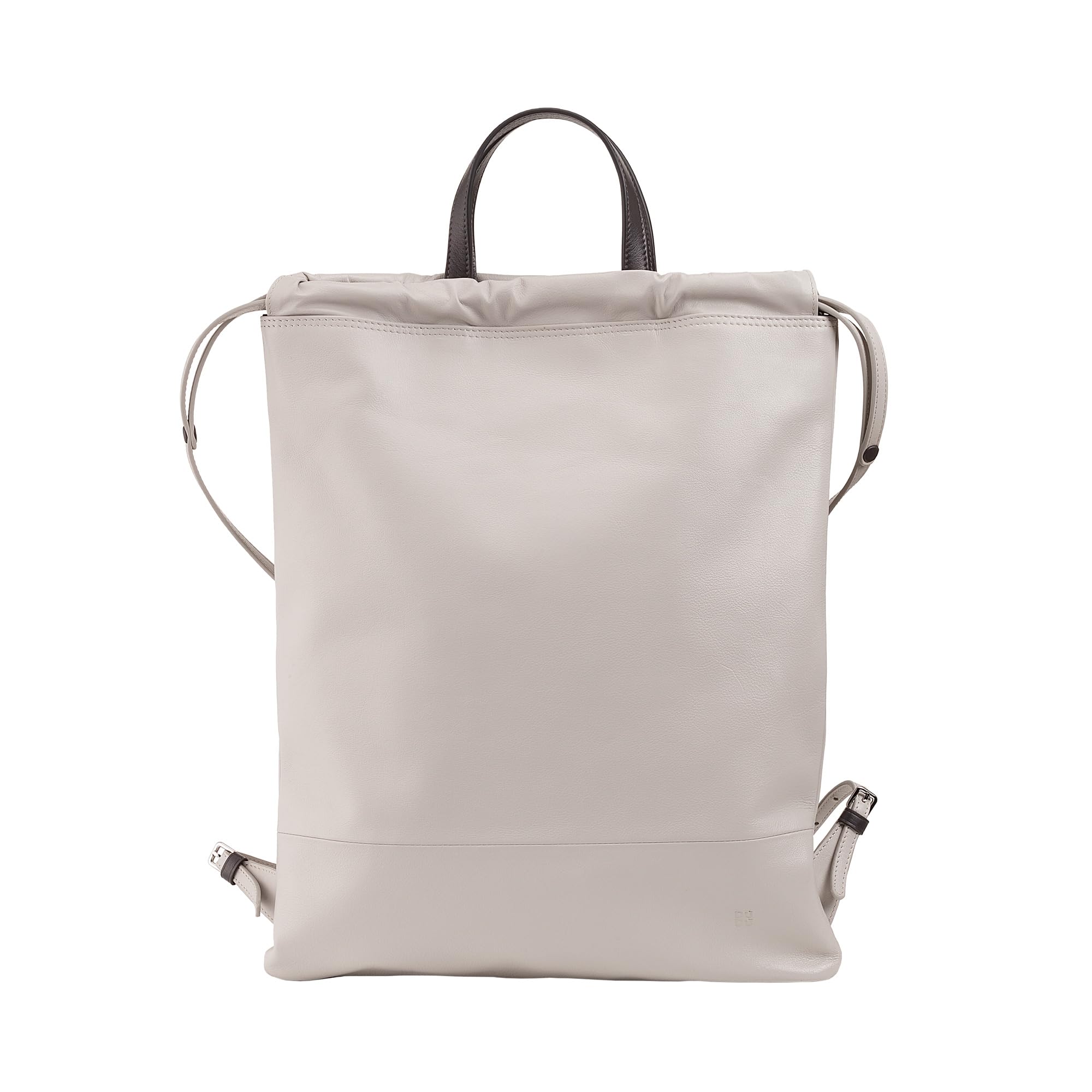 DUDU Zaino a Sacca in Pelle da Donna Sportivo di Moda Borsa Sacchetto con Coulisse e Spallacci Sottili in Pelle Perla