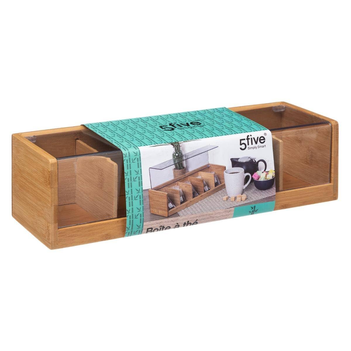 Boîte à Thé En Bambou - 12 Compartiments Avec Couvercle Transparent - 32,2x28,3x10,9 Cm - Rangement Et Décoration Cuisine