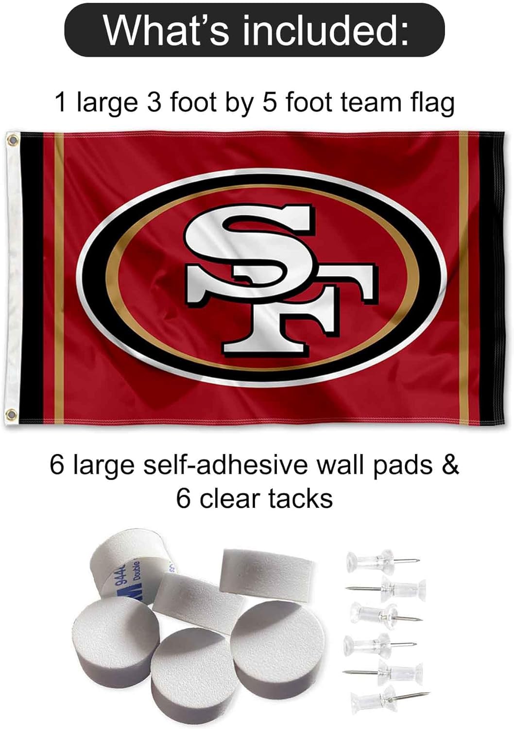 San Francisco 49ers Logo Banner and Tapestry Wall Tack Pads - Image 2