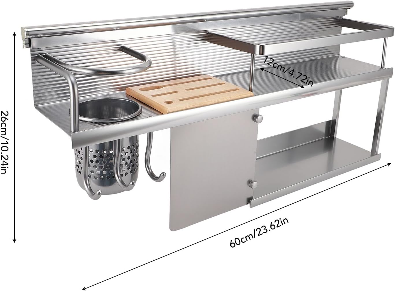 Wall Mountable Rack, 2 Tier Aluminium Alloy Multipurpose Hanging Rack, Rack Shelf | Kitchen Wall Organizer | Kitchen Utensil Rack | over the Stove Shelf for Home