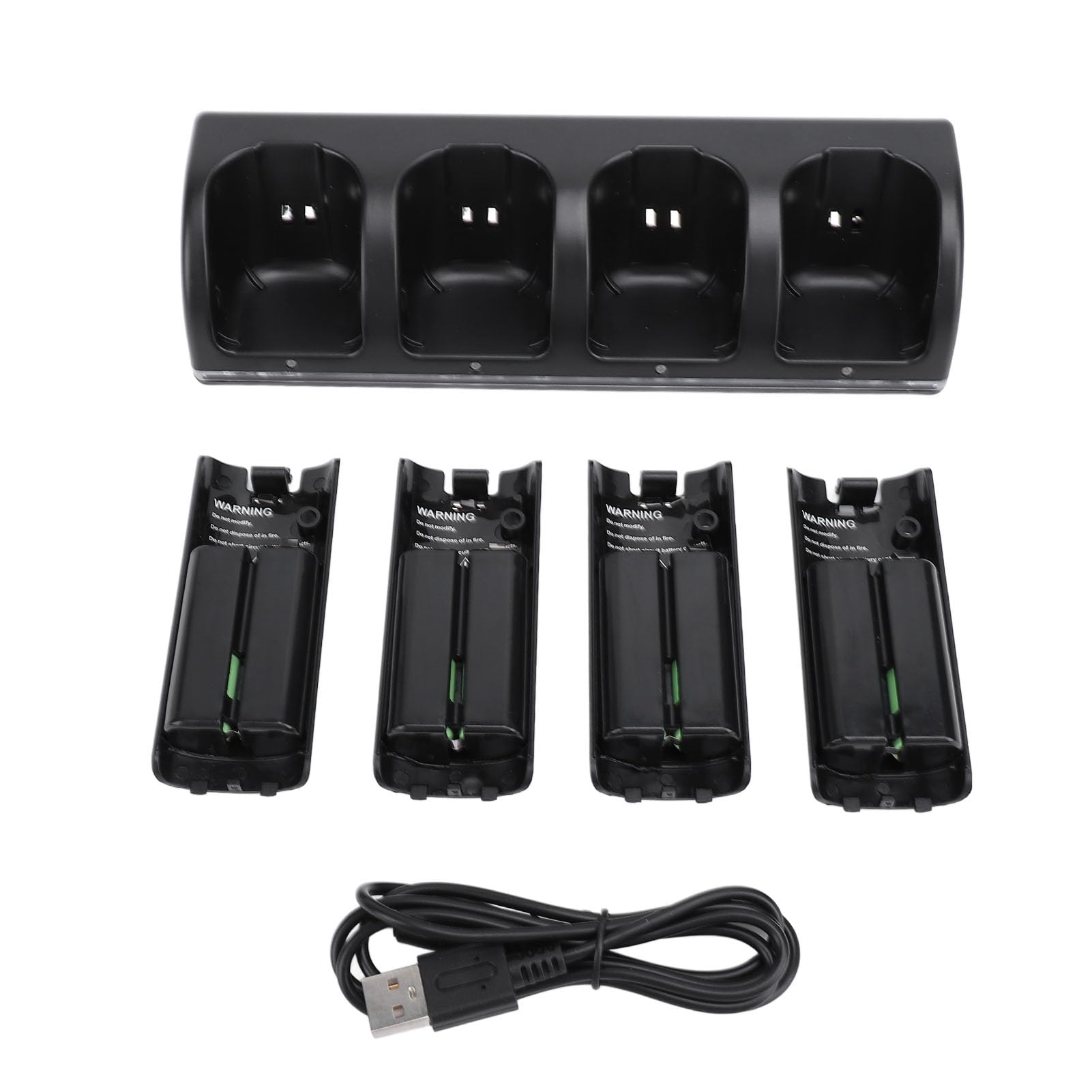 Wakects Estación de Carga Remota, Base de Carga para Controlador ABS con 4 Baterías Recargables de 2800 MAh, de 5 V, Configuración de 4 Controladores para Salas de Juegos Familiares y Reproductores