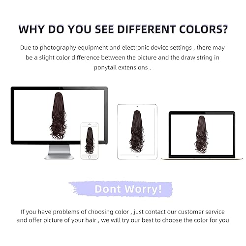 Miniatura 6 de ShulaSHOP Extensión de cola de caballo, extensiones de cabello con clip de garra de 22 pulgadas, extensiones de cabello largo y rizado, extensión de