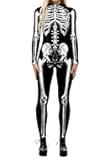 Halloween Bodysuits for Women Skeleton Jumpsuit Long Sleeve Halloween Costume Zip-up Skull One Piece Outfit