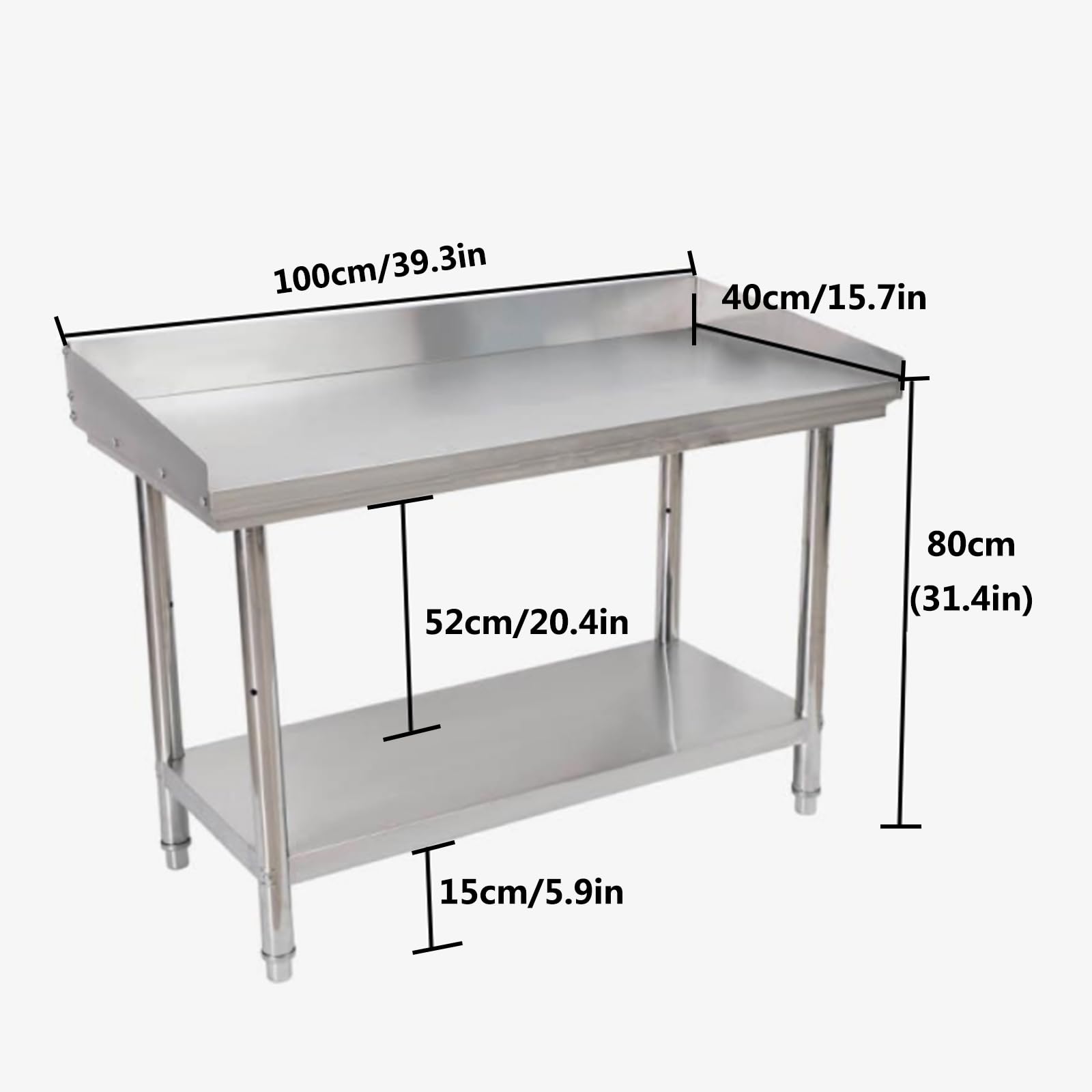Tavolo Acciaio Inox Pieghevole 100x80x70cm - Portata 200kg, Per Cucina E Ristorazione - Foto 14