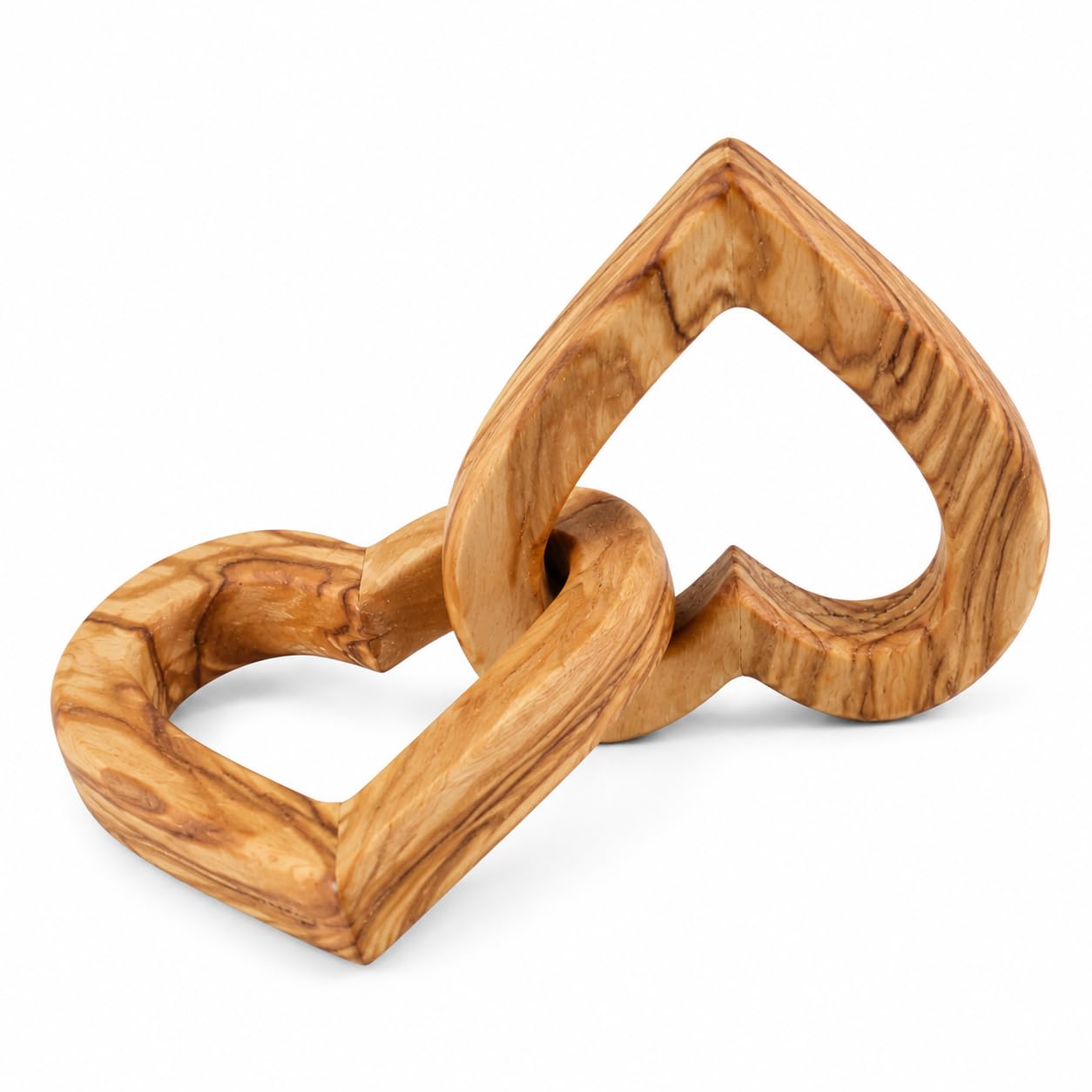 Corazones de madera de olivo entrelazados, regalo del día de San Valentín para compromiso, aniversario, boda, corazones de madera de olivo entrelazados unidos a mano, decoración del hogar (M)