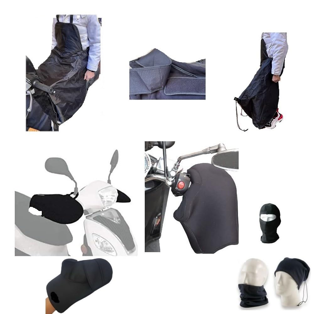 Compatible avec Vespa 125 PX couvre-jambes avec housse thermique avec fourrure à porter, couvre-mains néoprène, imperméables, anti-froid, coupe-vent