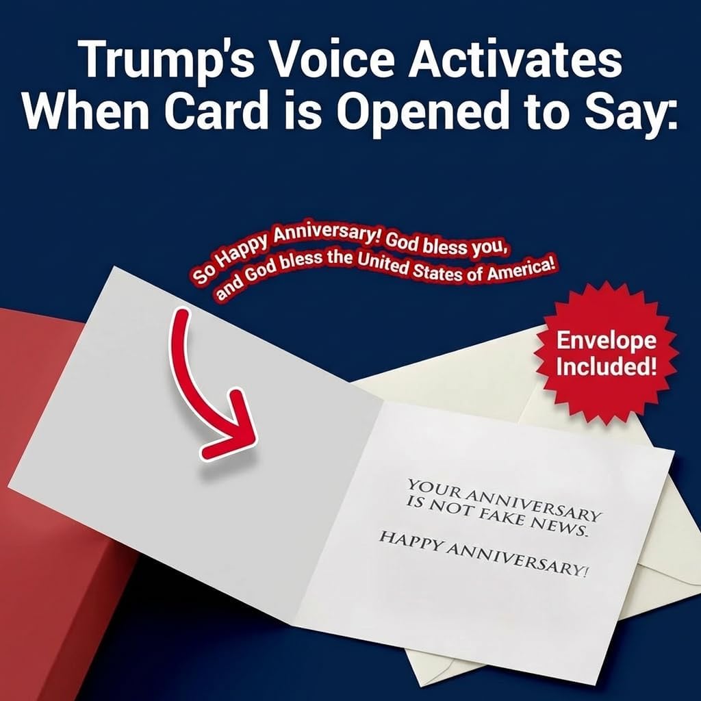 Talking Trump Anniversary Card with Donald Trump's Real Voice Recording - Funny Card for Couple, Husband & Wife - Opens & Plays Audio Message - Collectible Novelty Greeting Card with Envelope