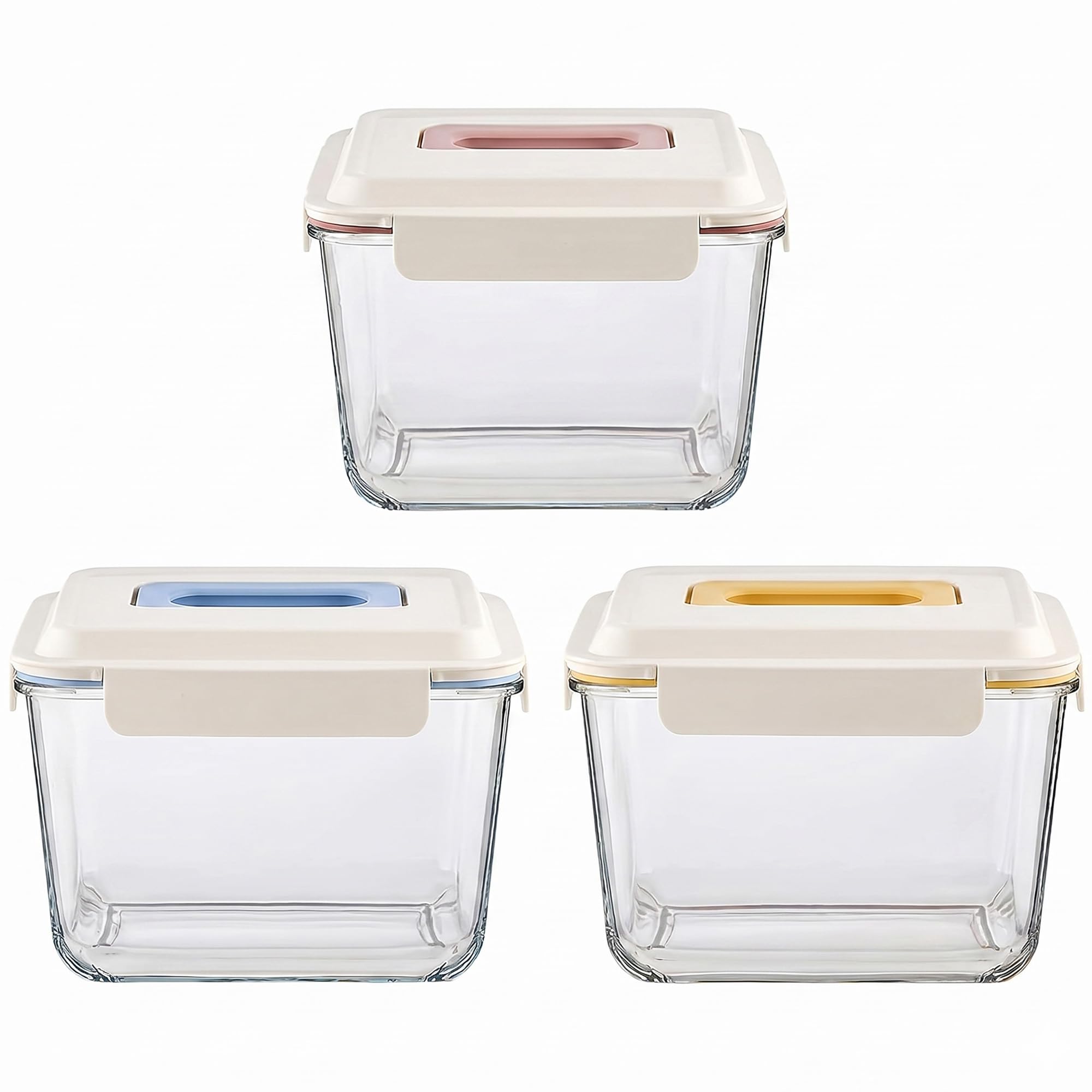 Amazon｜保存容器 ガラス 密閉 タッパー 大容量 3700ml 【Rumu Studio