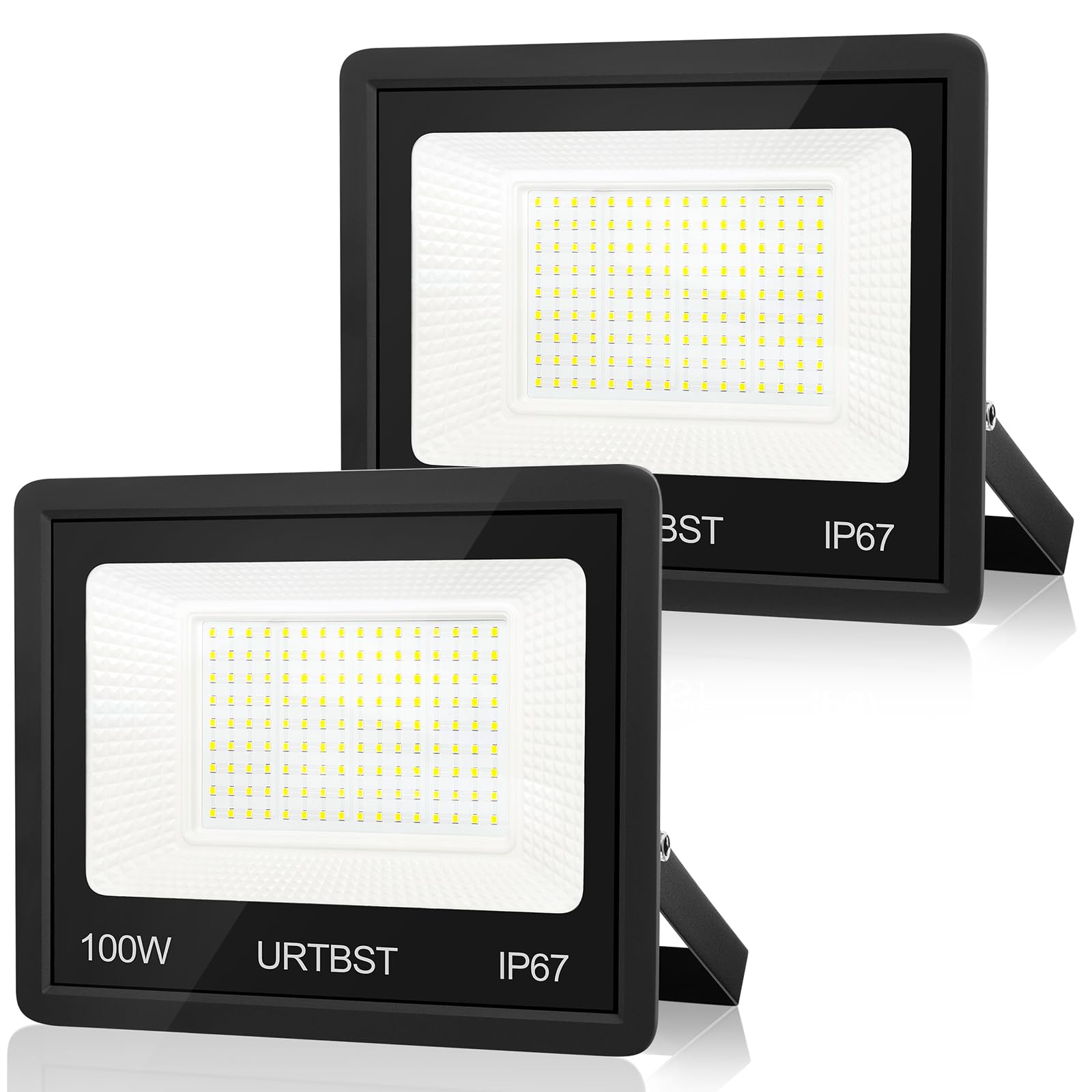 Zewnętrzny reflektor LED 100 W, wodoodporny IP67, 7000 K, zimna biel do ogrodu, garażu, tarasu (2 sztuki)