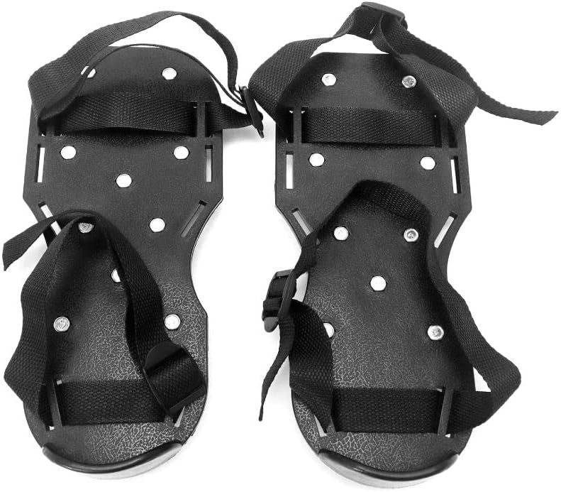 Zimpty Gunite Spiked Shoes, with 2" Short Spikes One Size Fits All Lawn Aerator Shoes Perfect For Epoxy Floor, Overlays, Cover Installation, Black Color (Pair)
