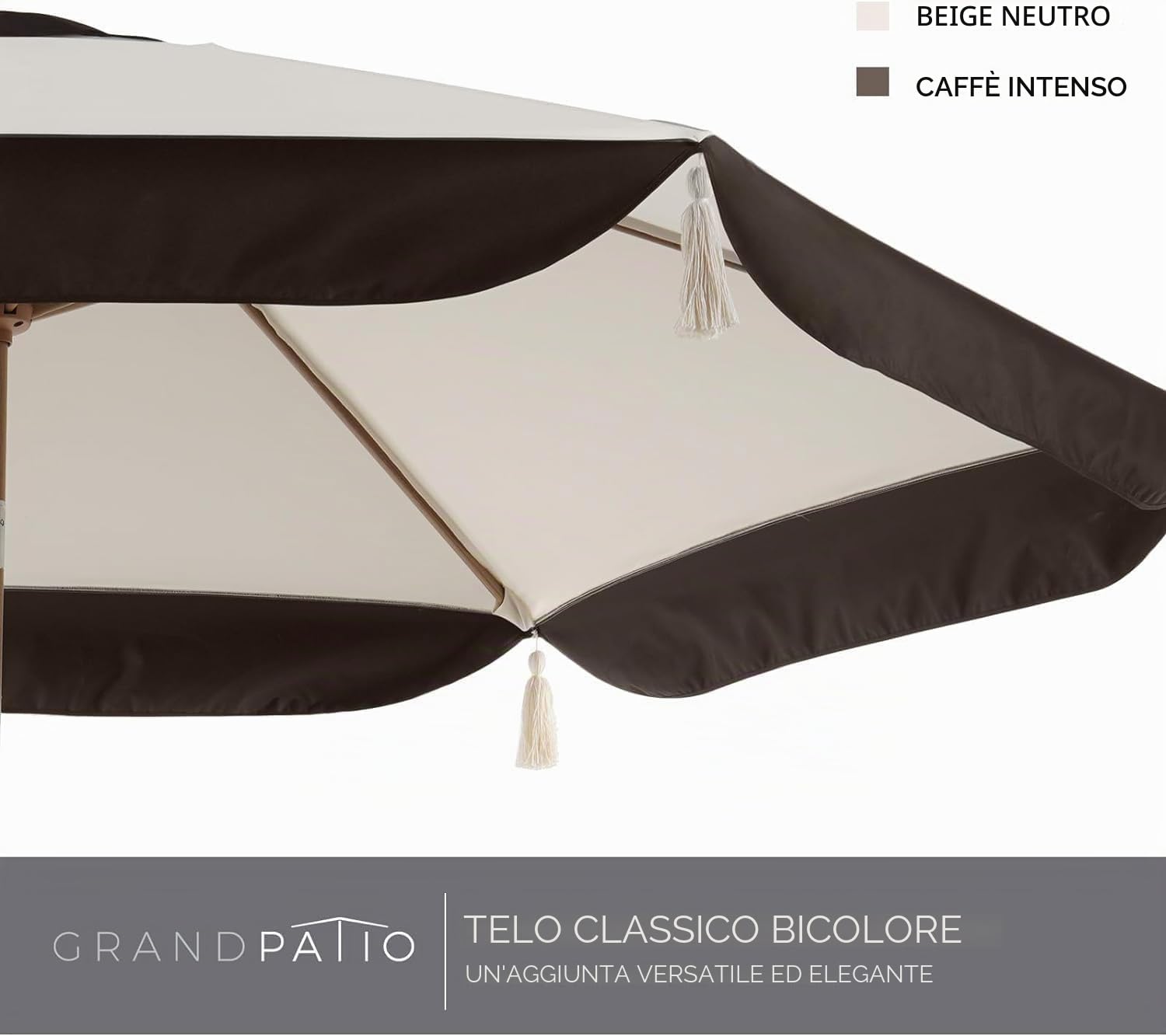 Grand patio Ombrellone da giardino 2,7 m, ombrello da giardino con manovella e pulsante di inclinazione, ombrellone da spiaggia con asta in alluminio, baldacchino in poliestere, UPF 50+, impermeabile
