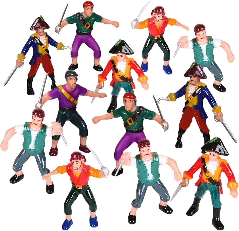 ArtCreativity Pirate Action Figures- Pack of 12- Legendary Plastic Figures in Assorted Poses - Fun Pirate Party Favor and Prize - Excellent Birthday Gift Idea for Boys and Girls Kids Ages 5+