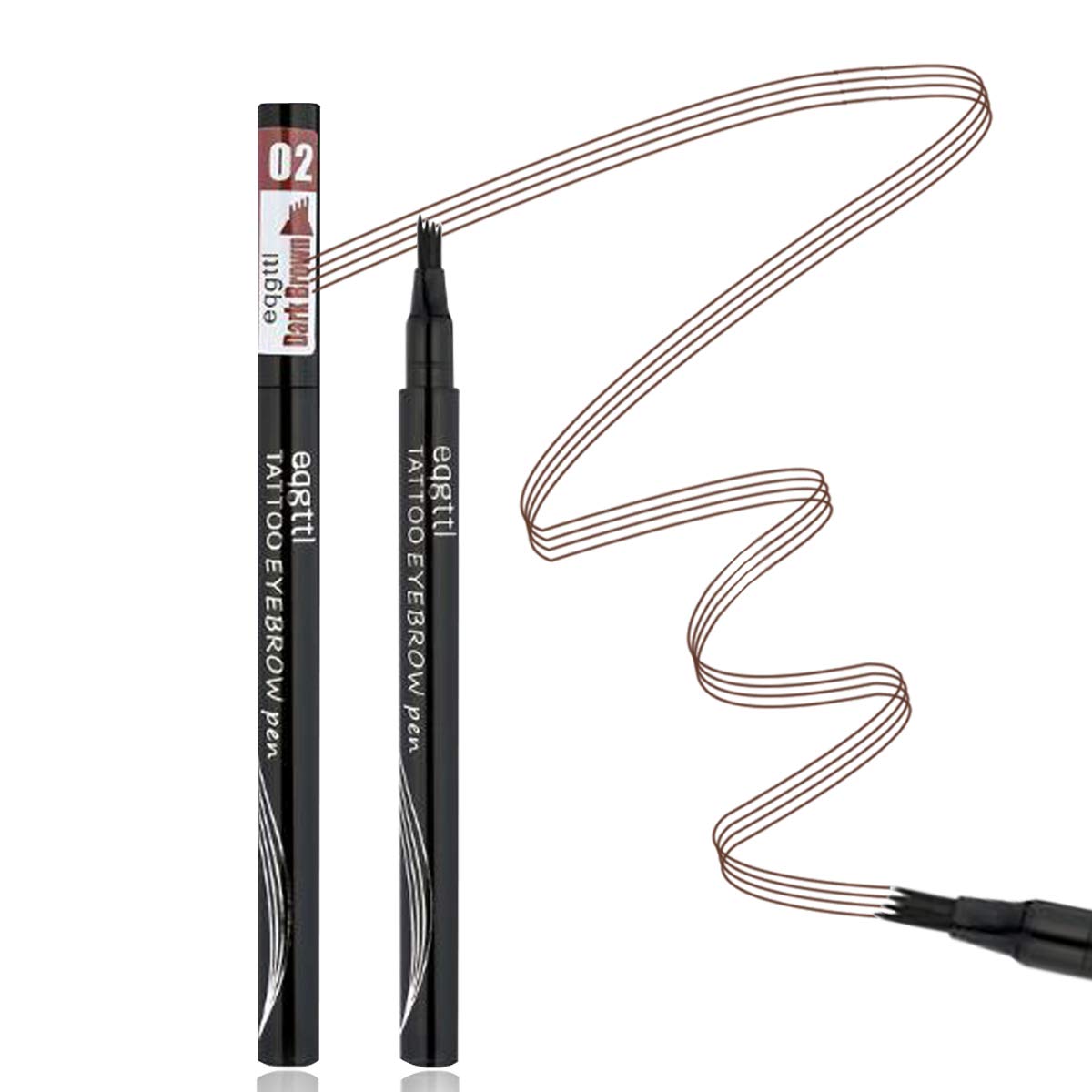 Eyebrow Tattoo Pen- Waterproof Microblading Eyebrow Pencil with Micro-Fork Tip Applicator Creates Daily Natural Brows Makeup Effortlessly (Drak Brown)