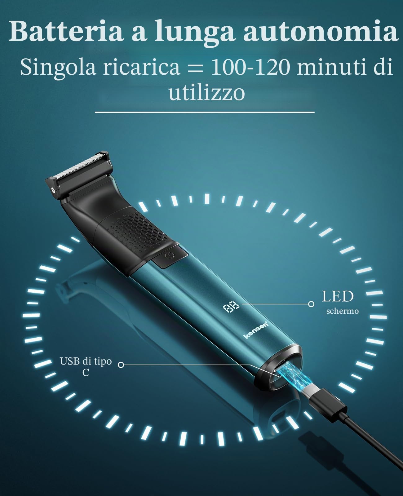 Kensen Manscape - Rasoio per peli del corpo e barba 2 in 1, sicuro, senza fili, per pube, impermeabile, per peli pubici e peli pubici, 50 volte di utilizzo