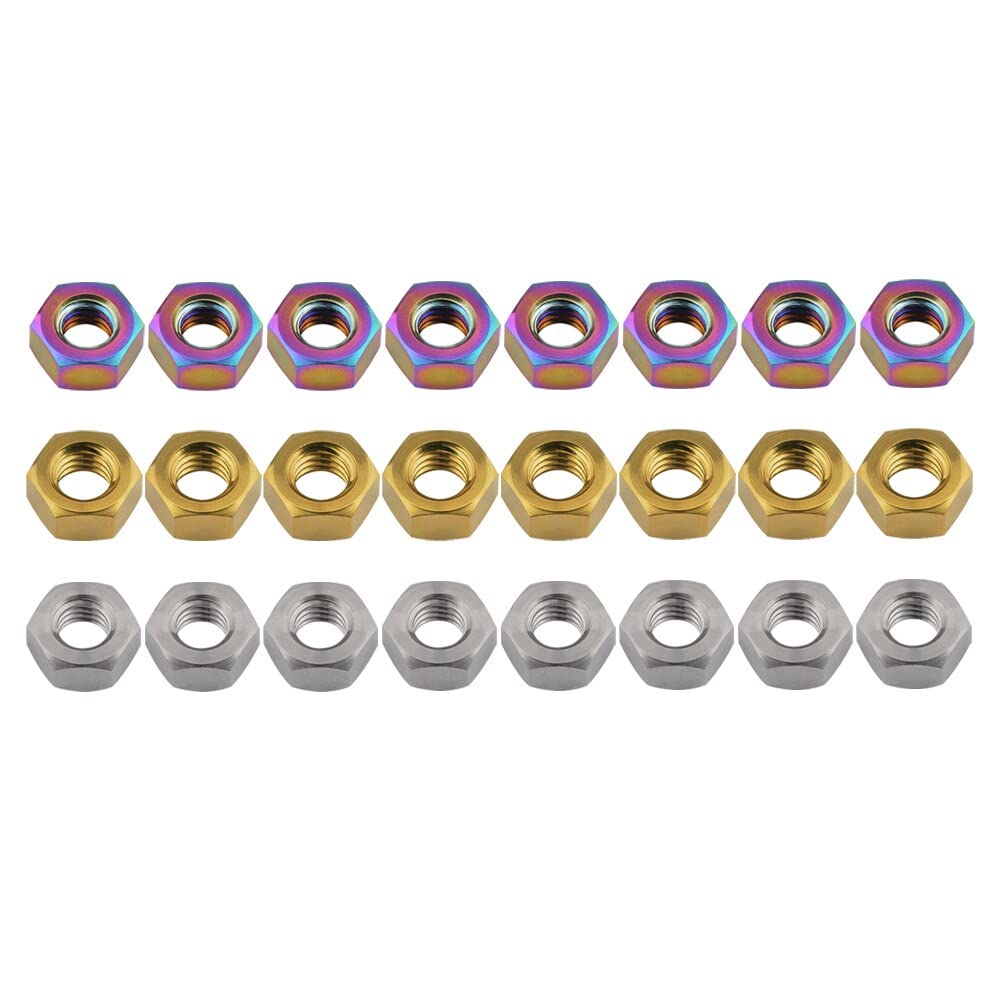 Nakrętki sześciokątne, Nakrętki M5 M6 M8 Nakrętka sześciokątna do roweru, motocykla, samochodu, łącznik Ti 3 kolory(12pcs Titanium,M5)