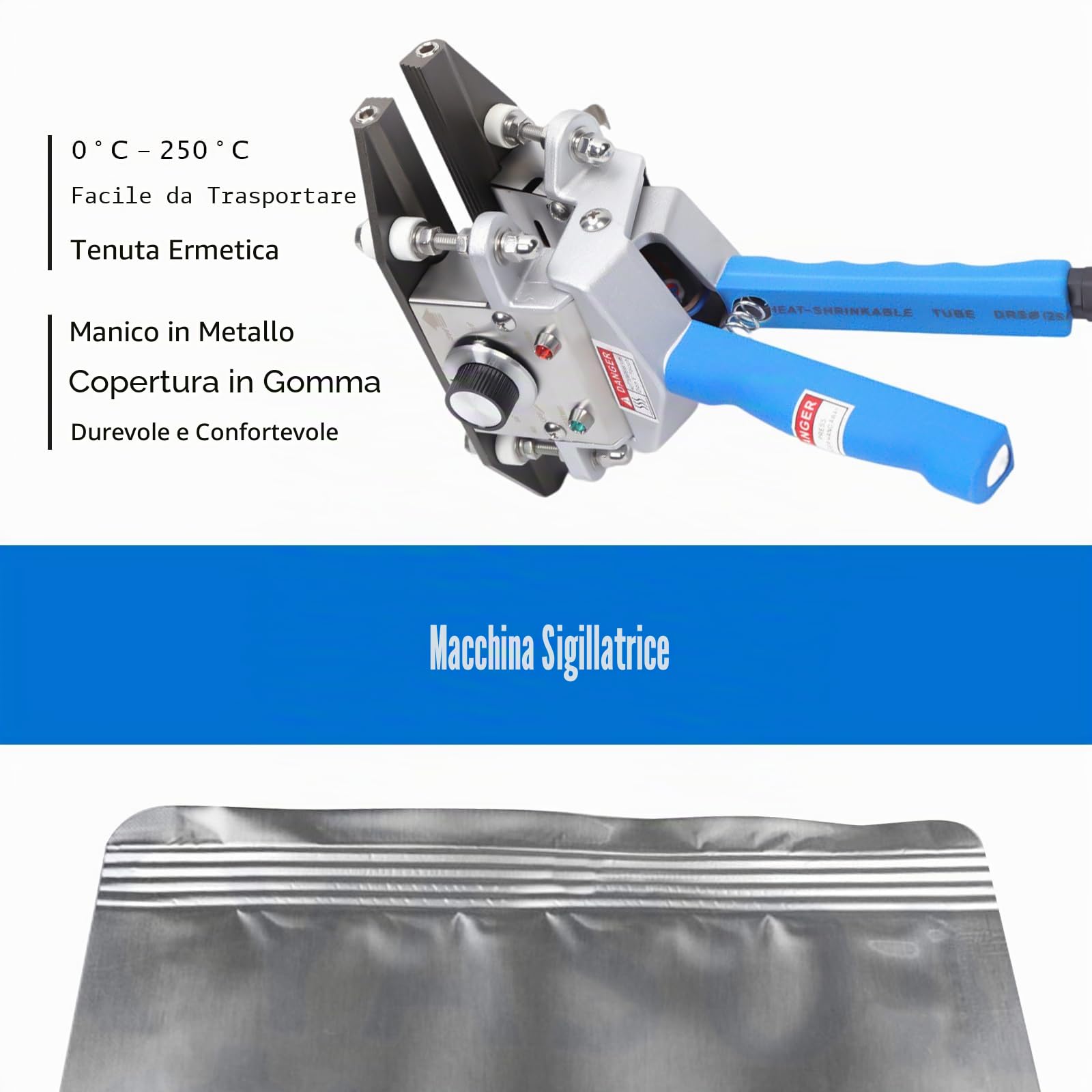 Sigillatrice a caldo professionale a mano | Sigillatore portatile per sacchetti alimentari per uso domestico e commerciale | Ideale per supermercati, caffetterie e negozi | Controllo automatico della