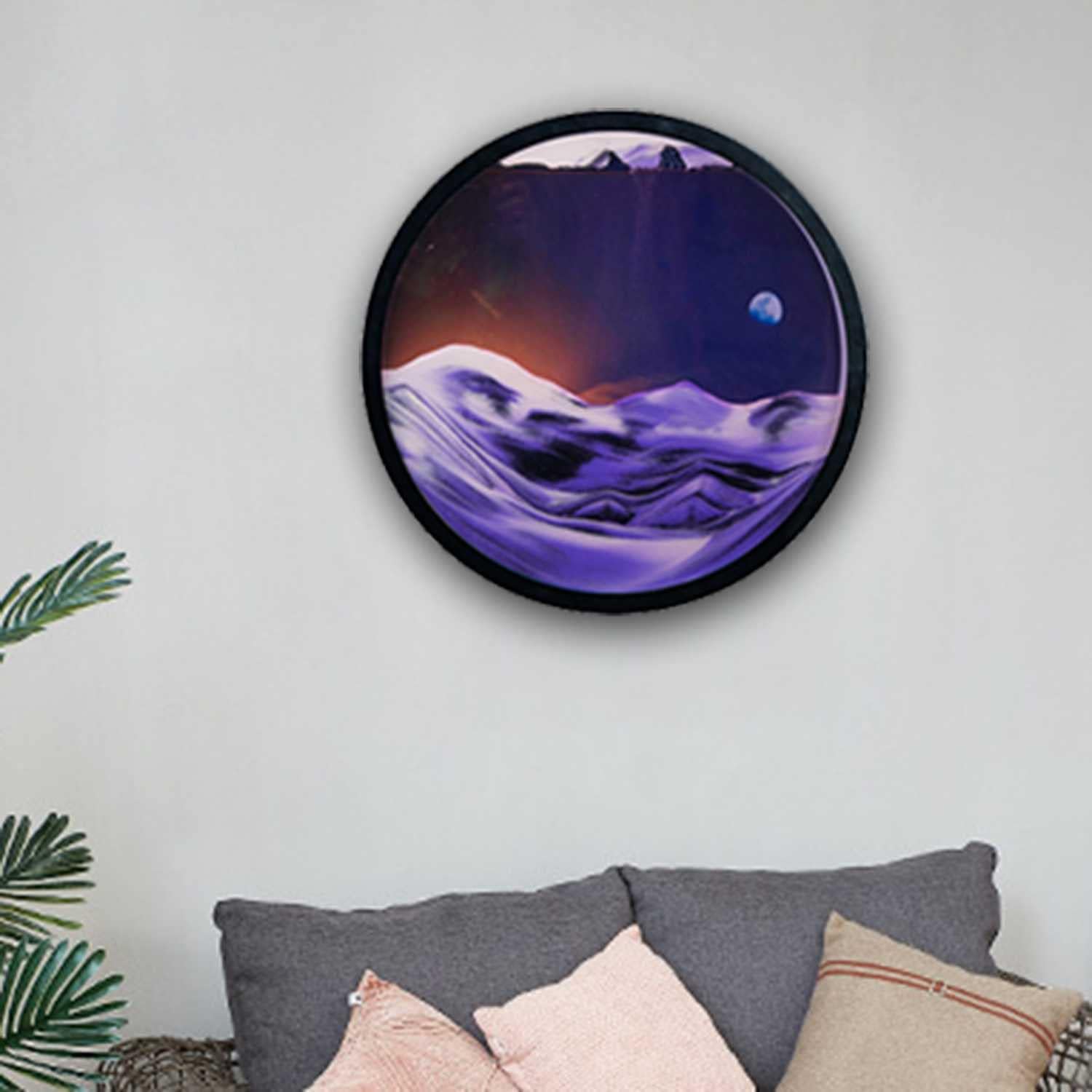KRIDDR Moving Sand Art Picture 3D Deep Sea Sand Landscape On Motion Screen Flowing Sand Frame Round Flowing Glass Hourglass for Kids Adults Large Desktop Art Toys