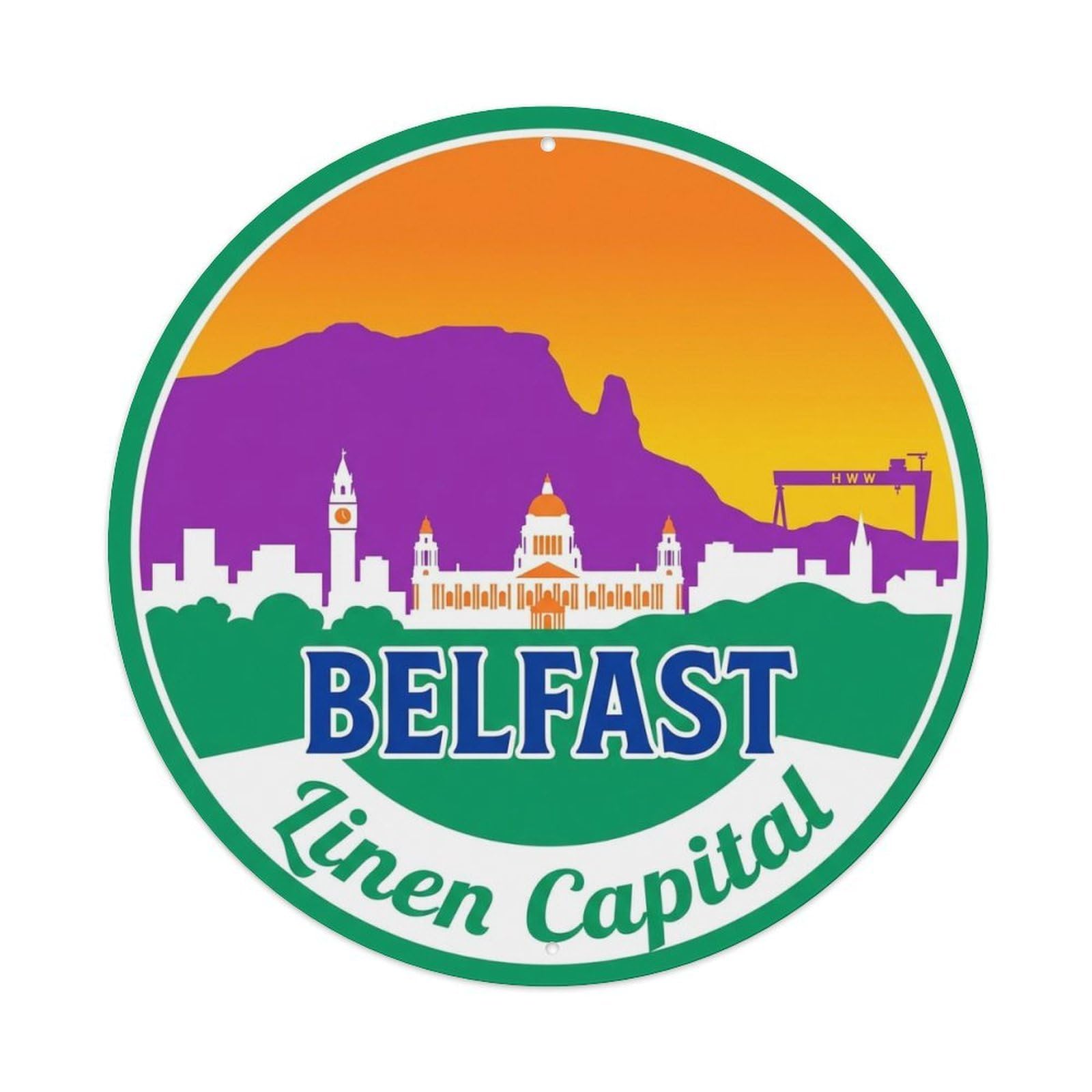 Vintage Travel Belfast Ireland Panorama Metal Tin Sign