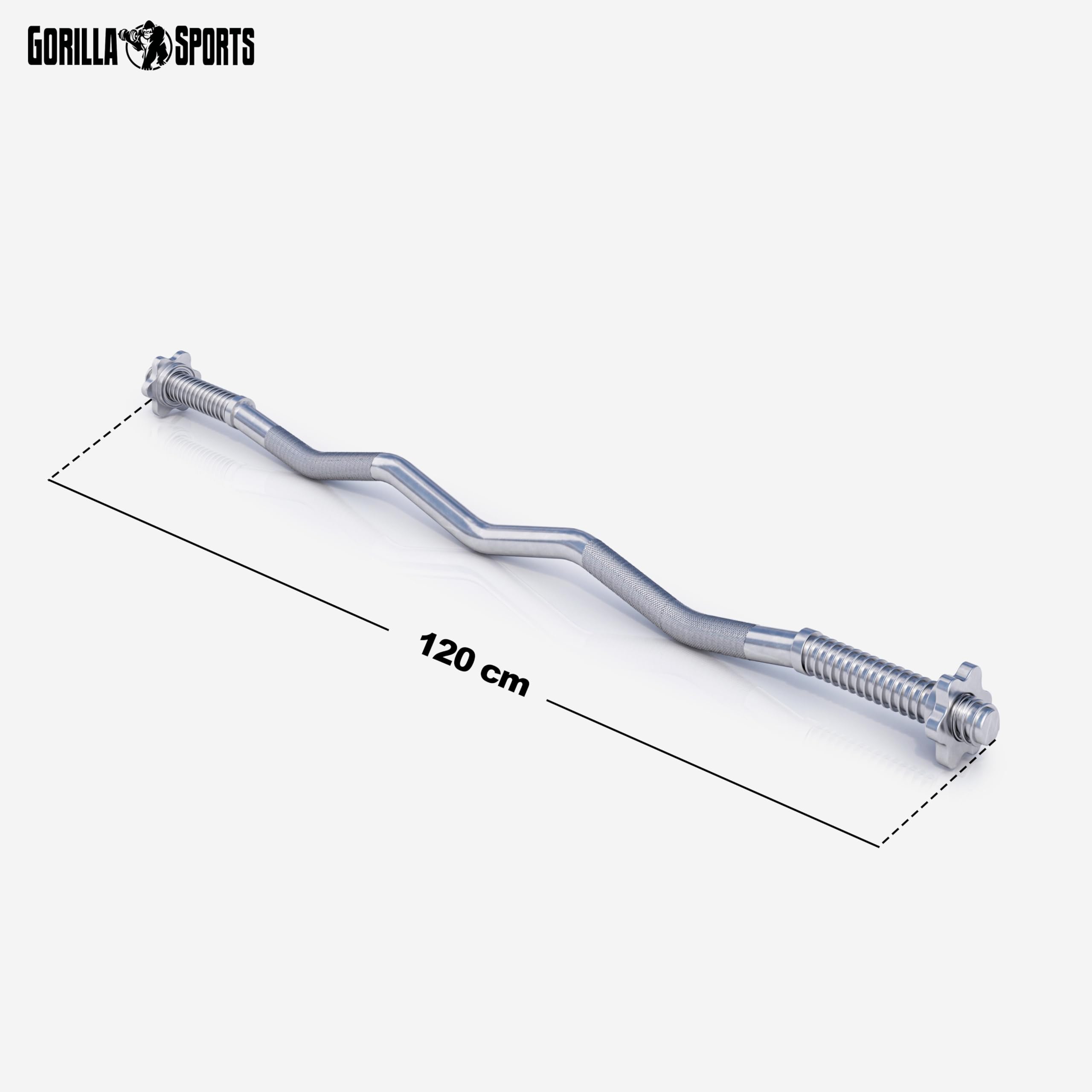 GORILLA SPORTS® Set Bilanciere con Pesi – 35kg, Barra Curva EZ 120cm, Ø30mm, Dischi in Plastica con Riempimento in Cemento, 2 Chiusure a Stella – Bilanciere Curl, Dischi, Palestra da Casa, Fitness