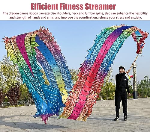Dragon Poi Streamer - 3D Seidenband Tanzzubehör mit Drachenkopf, waschbar und tragbar für Kinder, Erwachsene und Senioren, perfekt für Outdoor-Spaß, Partys, Übungen und Festivals
