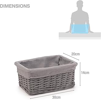 Woodluv Storage Baskets Woven Wicker, Storage Basket for shelves, Baskets to make hampers, Storage Organiser, Grey - Small
