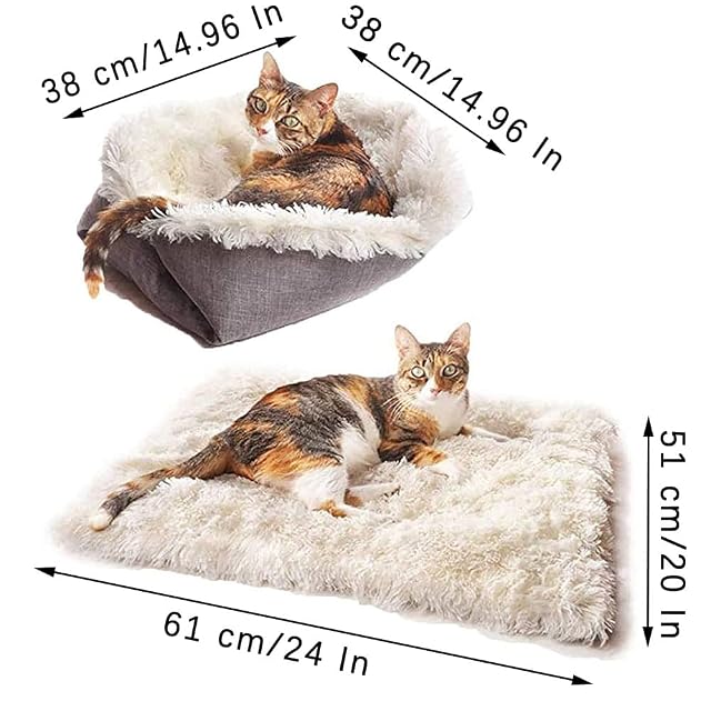 Foto 2 de 8 de Deautie Cama para Perro y Gatos, Mascota Felpa Sofá Suave, Saco de Dormir, Súper Suave, Lavable, 61x51cm