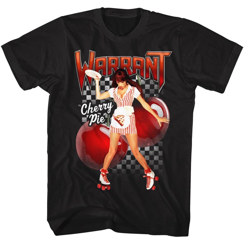 American ClassicsWarrant American Glam Metal Band Cherry Pie Black 2-Sided Adult T-Shirt Tee