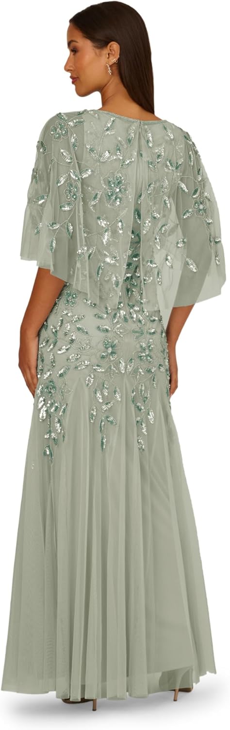 Adrianna Papell Bead Cape Dress Set