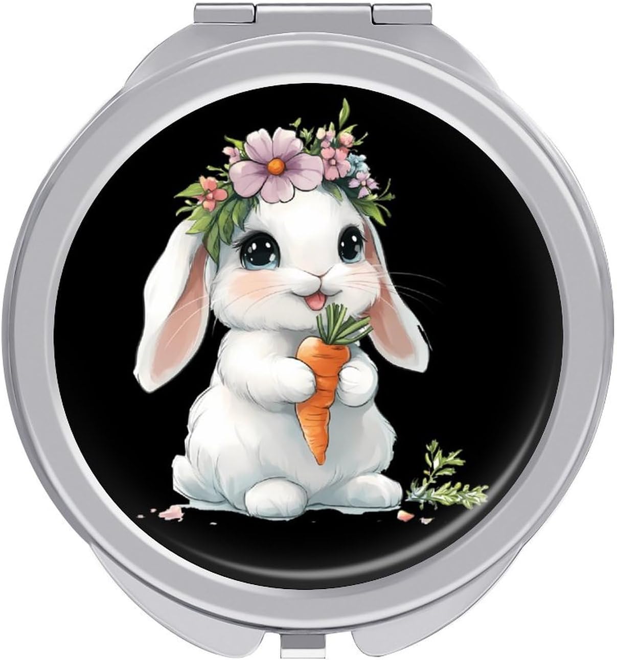Funny Rabbit Compact Makeup Mirror Mini Foldable Cosmetic Mirror Portable Travel Mirror for Purse Pocket
