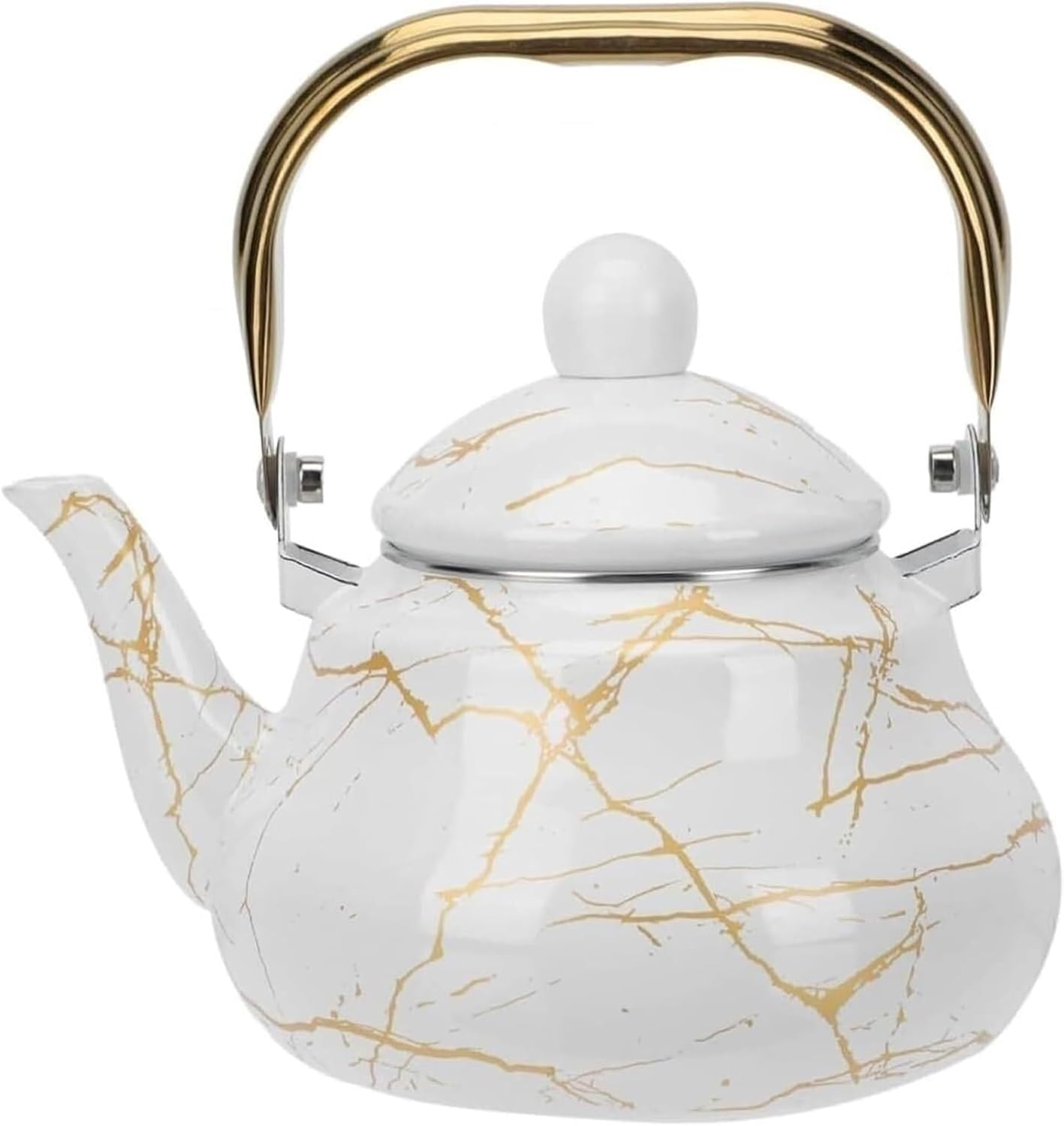 Elegant Retro Enamel Tea Kettle - 2.5L Stovetop Water Kettle for All Stove Types(1.5L)