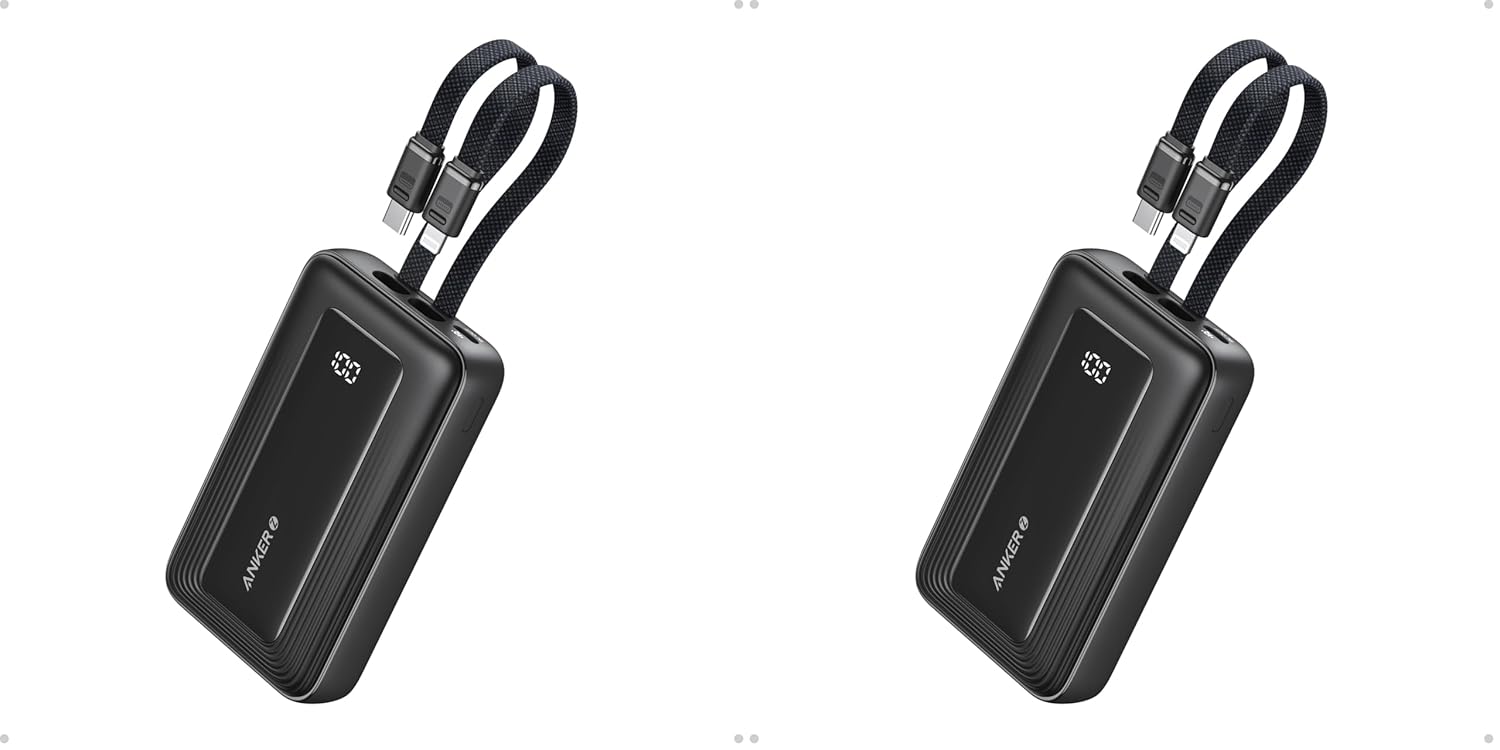 Anker Power Bank 20 000mAh 30W Max Fast Portable Charger with Built-in USB-C and MFi Certified Lightning Cables