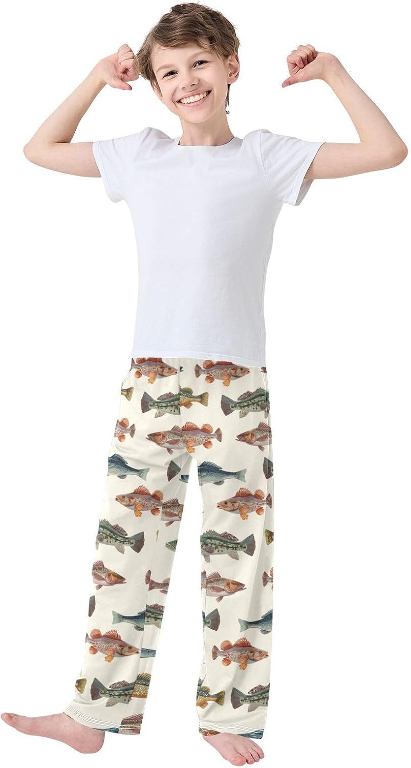 JUDIAN Cute Baseball Print Pajama Pants with Pockets, Soft Long Sleepwear & Lounge Bottoms S