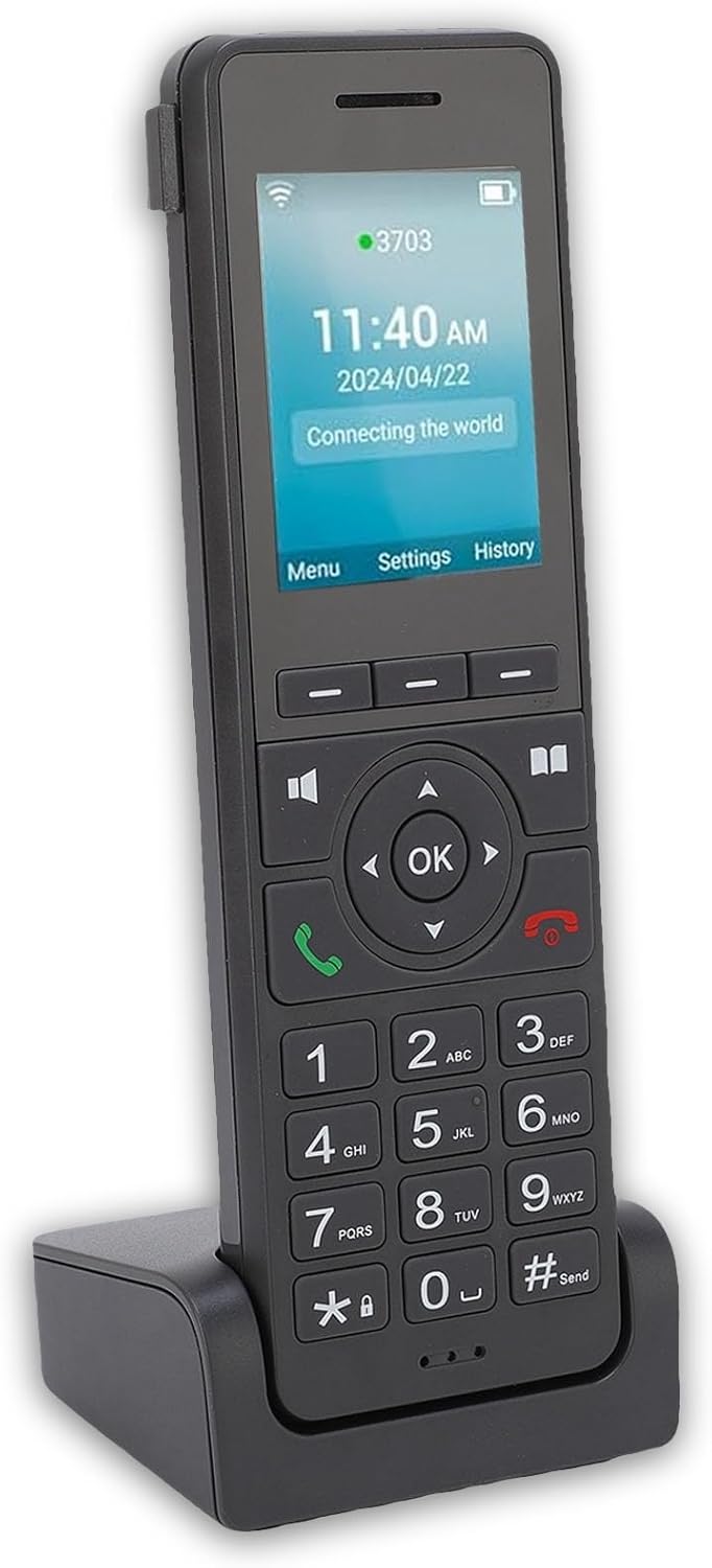 Dpofirs Cordless Phone, 4G LTE 2.4G WiFi Landline Phone with 2.4 Inch Color Screen for Dect VoIP, Support SIP SIM Card, Portable Desktop Telephone for Business Home