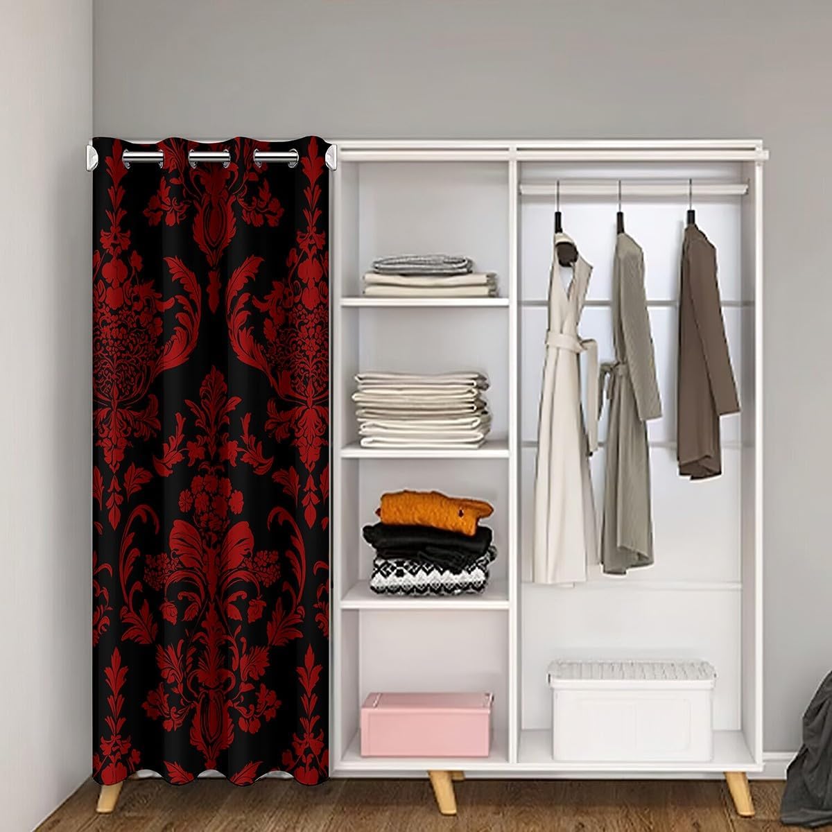 Feelyou Jacquard Damask Design Doorway Curtain Privacy 52x84 Inch 1 Panel Boho Paisley 30%-50% Blackout Curtain Set Vintage Floral Door Cover CurtainDoors with Windows Elegant Damask
