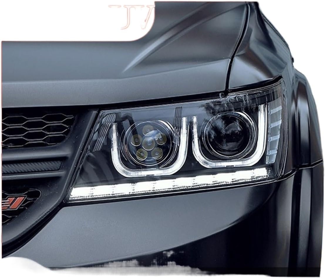 Car Styling Head Lamp Compatible With Dodge Journey JCUV Headlights Fiat Freemont LED Headlight H7 D2H Hid Option Angel Eye Bi Xenon Beam(Headlight No Bulb)