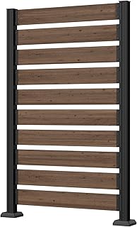 Yardenaler 40” W x 60” H Wood Air Conditioner Fence for Hard Ground & Soft Ground, Single Outdoor Garden Fence, Privacy Screen Panel with Aluminum Stakes, Trash Can Pool Equipment Enclosure, Brown