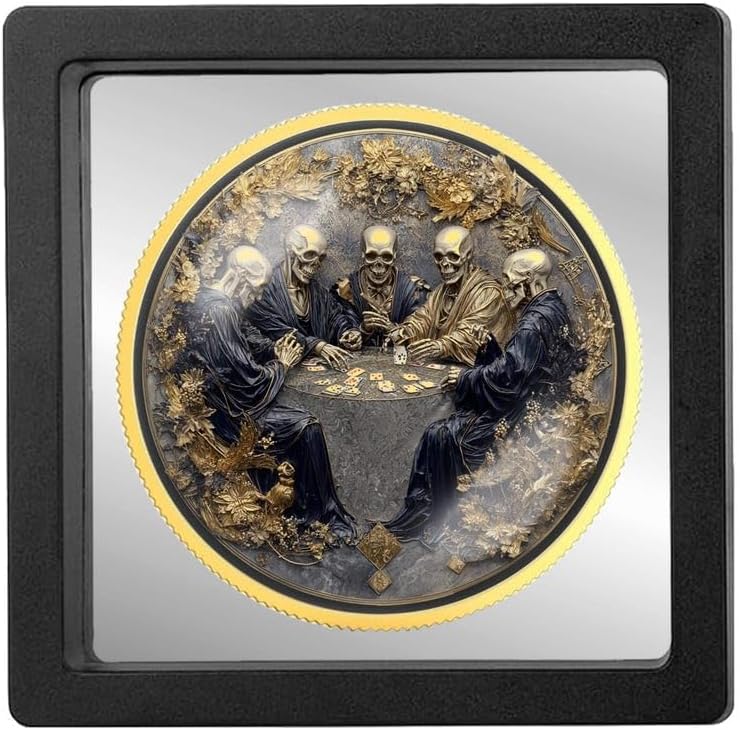 Skeleton Gathering Sobriety Coin | Personalized AA NA Recovery Token | Custom Name Sobriety Date | Gold or Silver | Sobriety Chip Gift (Silver)