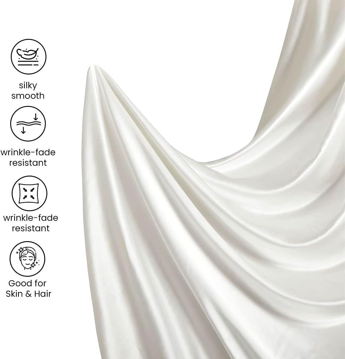 100% Pure Silk Satin Sheet 4pcs, Silk Fitted Sheet 15" Deep Pocket Mattress fit,Silk Flat Sheet&Silk Pillowcases Cool Soft Silk Sheets|Wrinkle Free Fade Resistant Cal King Dark Grey