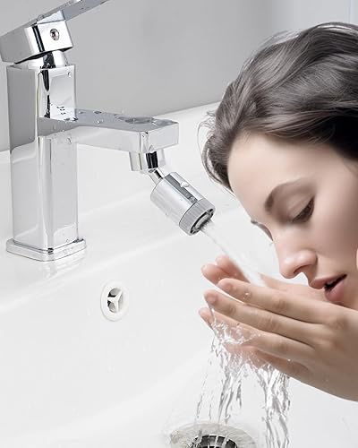 Miniatura 6 de Hygie Rinse Aireador de grifo de 3 modos de flujo, extensor de grifo giratorio de 360, accesorio rociador de grifo para fregadero de cocina con