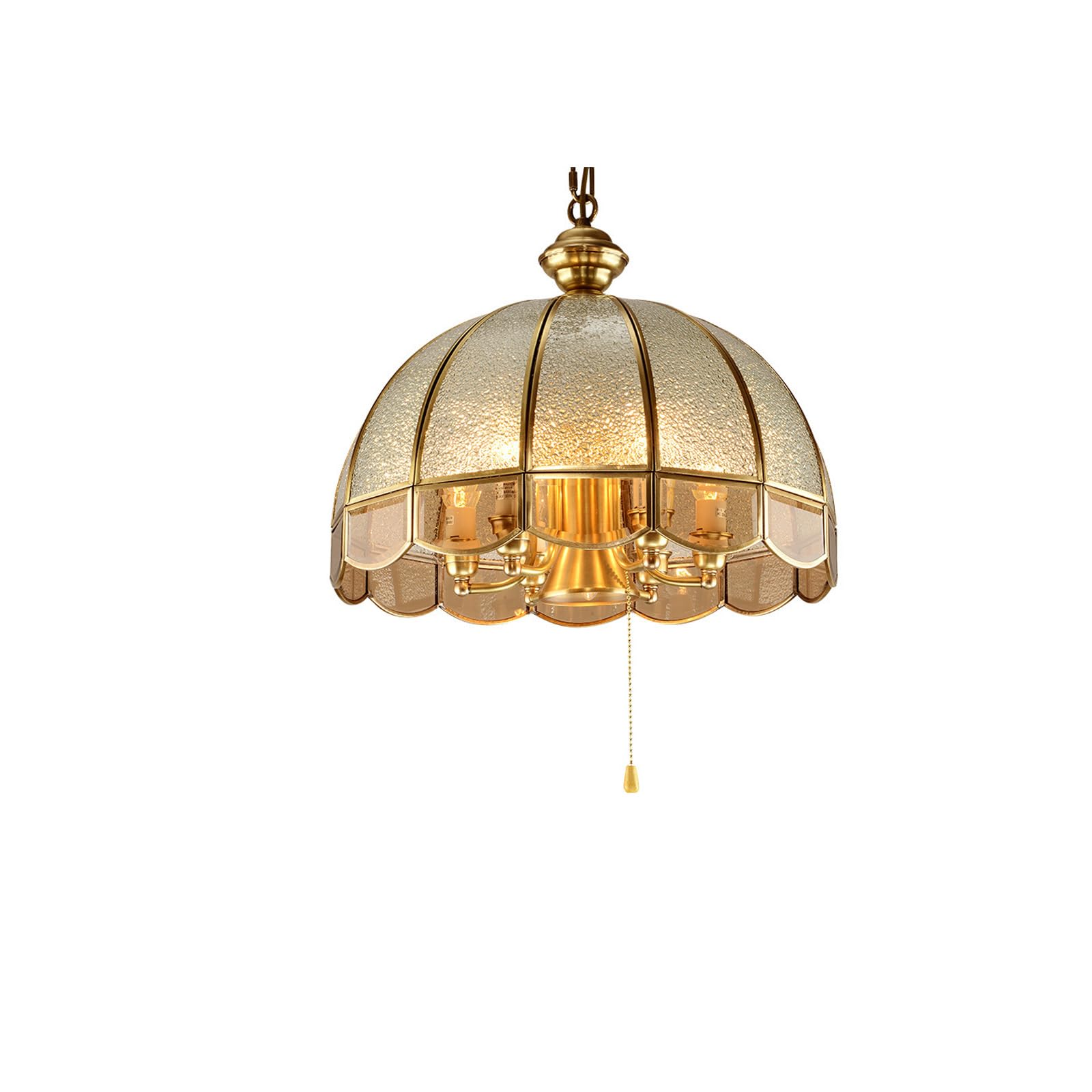 Luminaire de plafond suspendu en laiton or avec abat-jour en verre pour salon