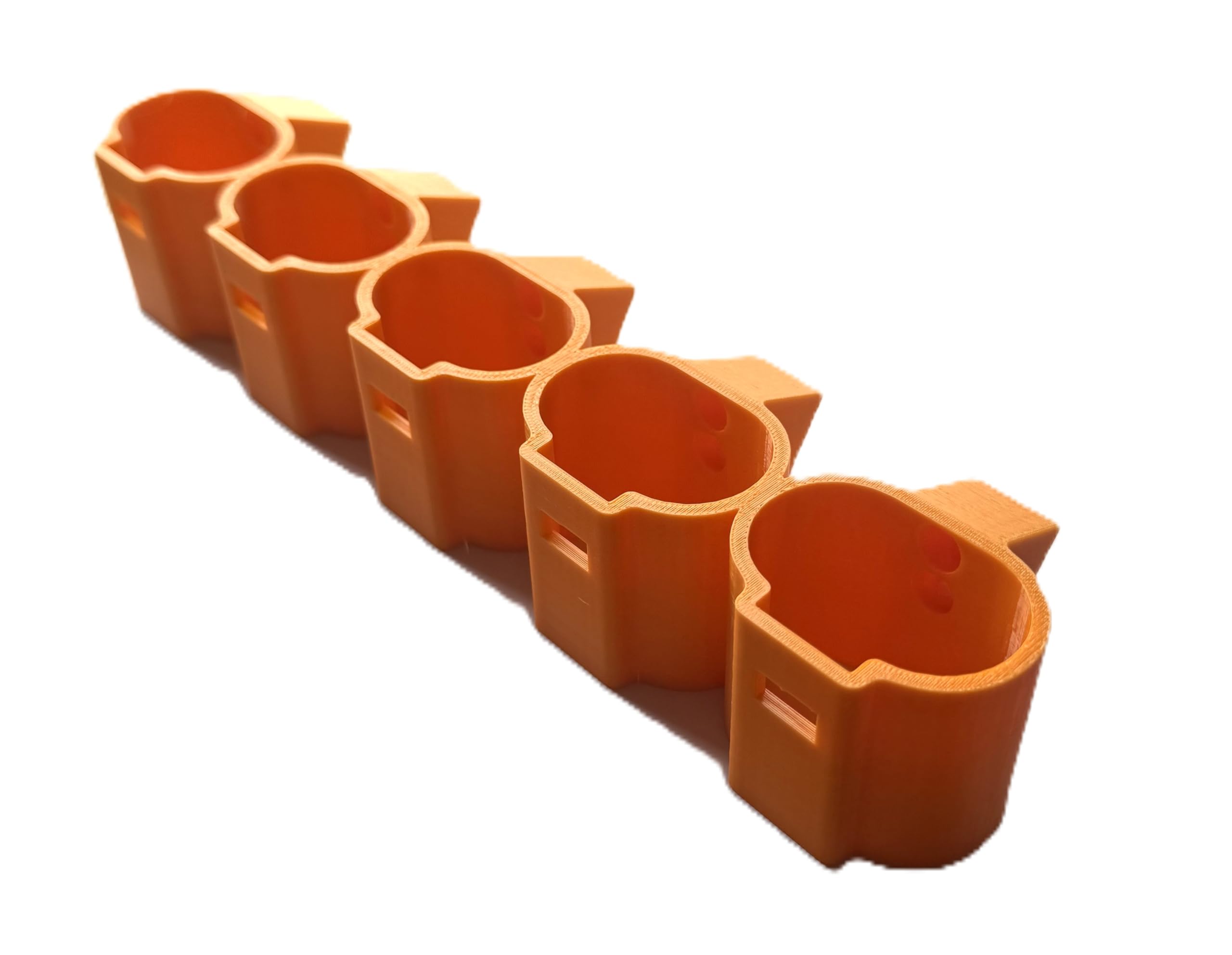 Battery Holder Compatible with Paslode 7.4 V Li-Ion Batteries – Single & 5 Slot Wall Mount Storage Rack | PETG (Orange, 5 Slot)