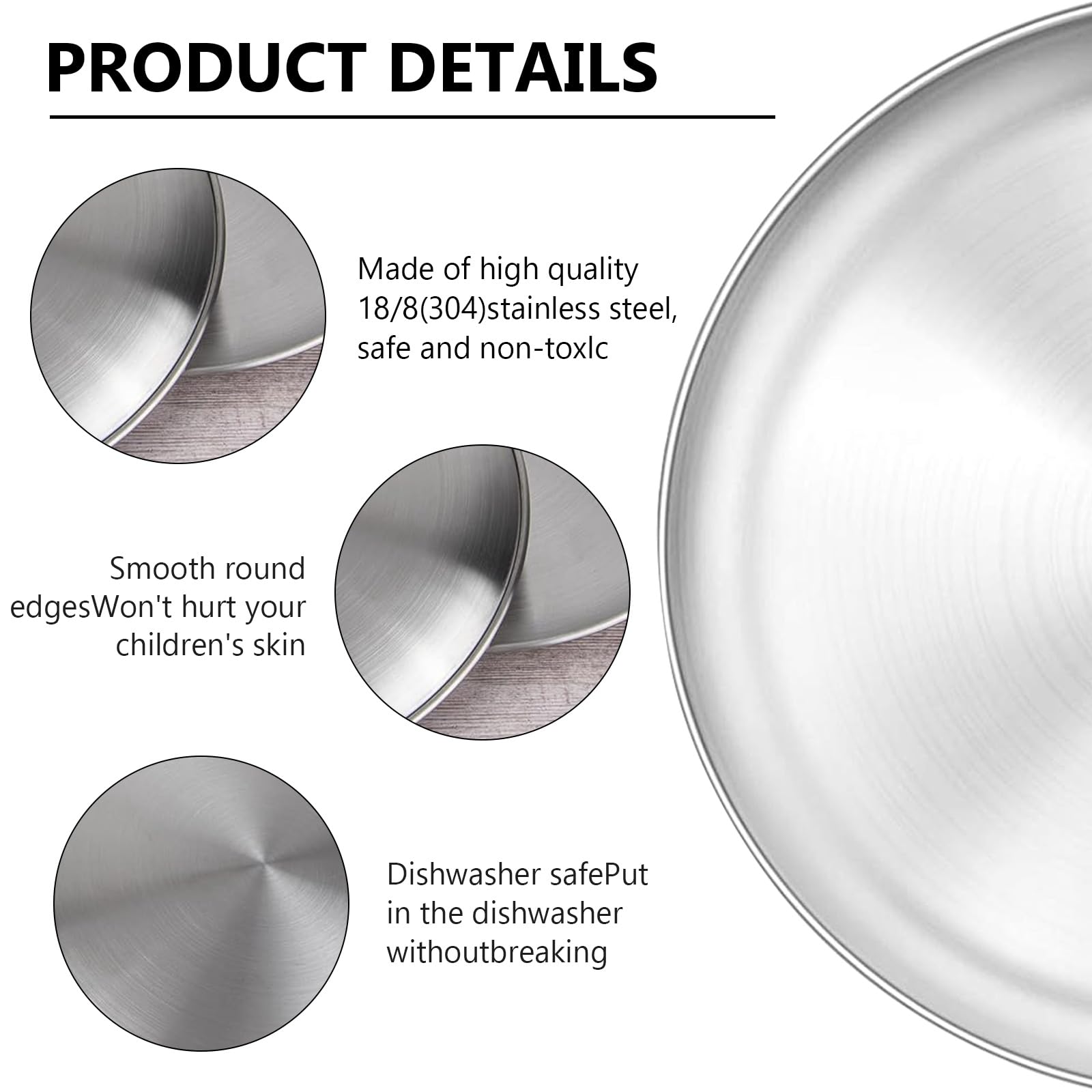 Edelstahl Teller Set 4-teilig - 20cm Gold Camping Geschirr