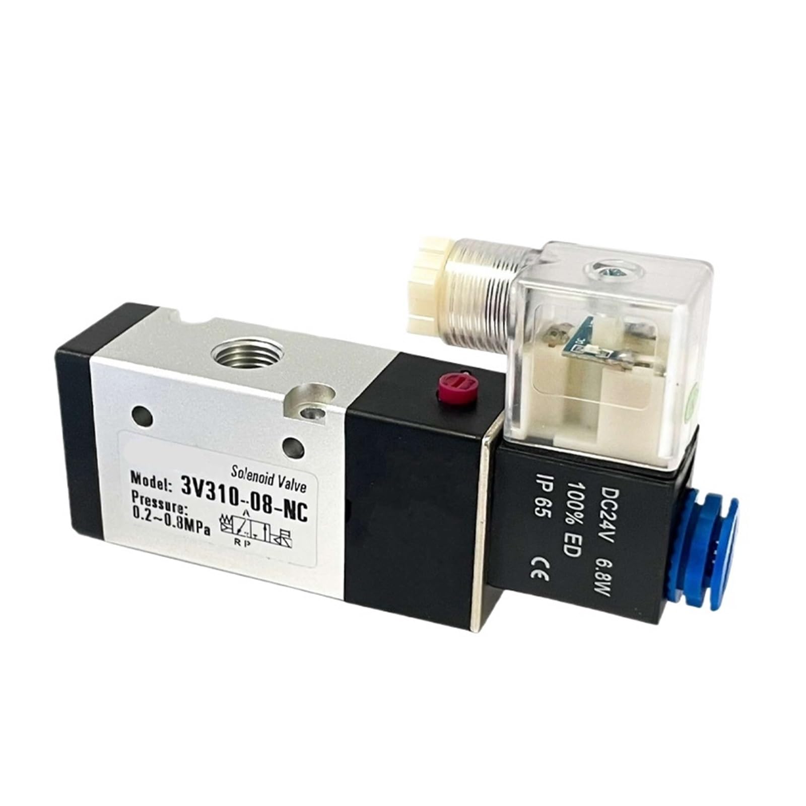 3V310-08/10 Pneumatisches Magnetventil Normal Geschlossen/Offen 3/2 Weg mit Armaturen DC12V 24V AC110V 220V Spule Volt(3V310-10-NO 12MM)