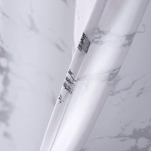 Miniatura 3 de Taisier Home Cortinas texturizadas de lino con estampado de lámina plateada, cortinas con diseño geométrico de mármol para sala de estar,