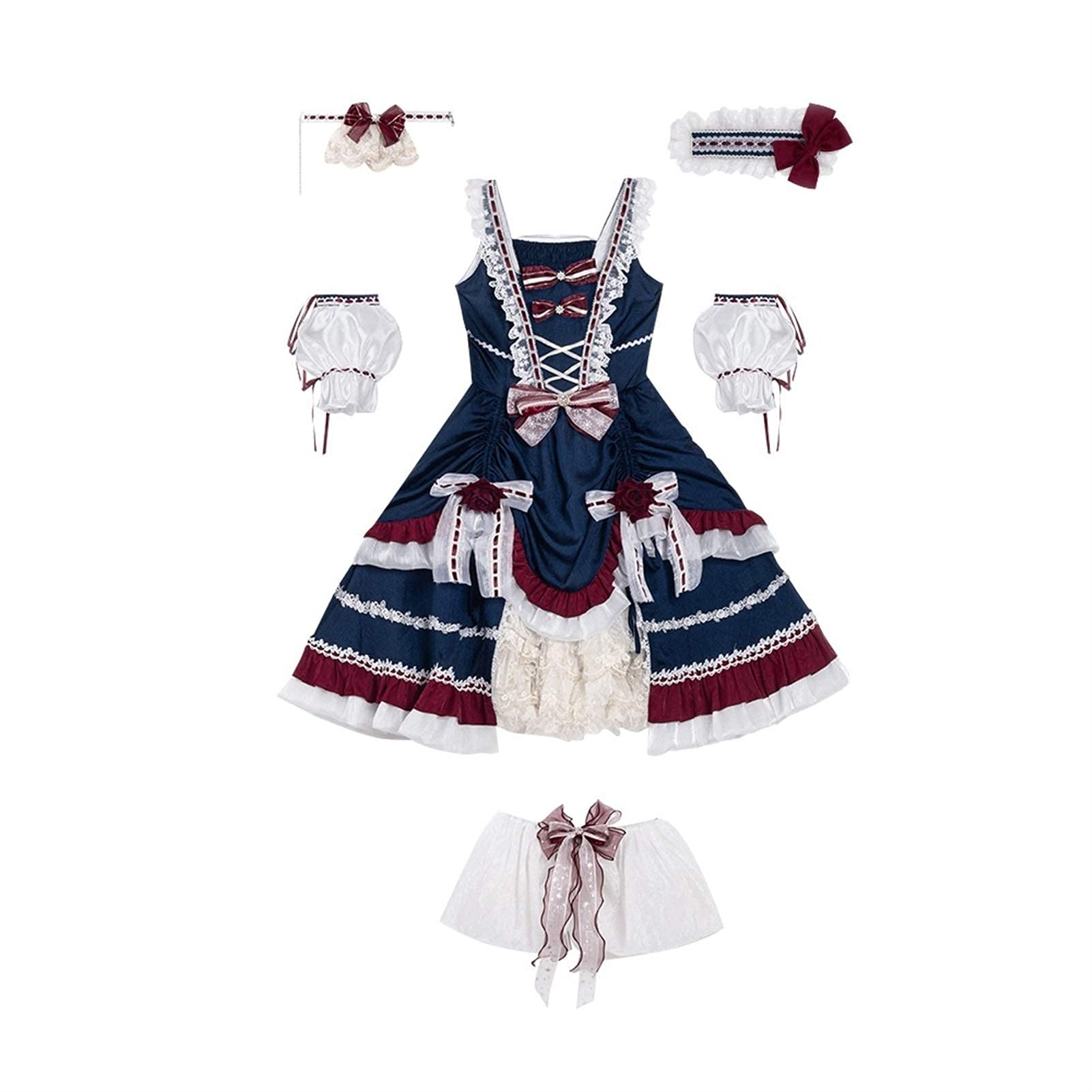 Vestido de Lolita clásico con falda de alta caída y acabados de princesa 8