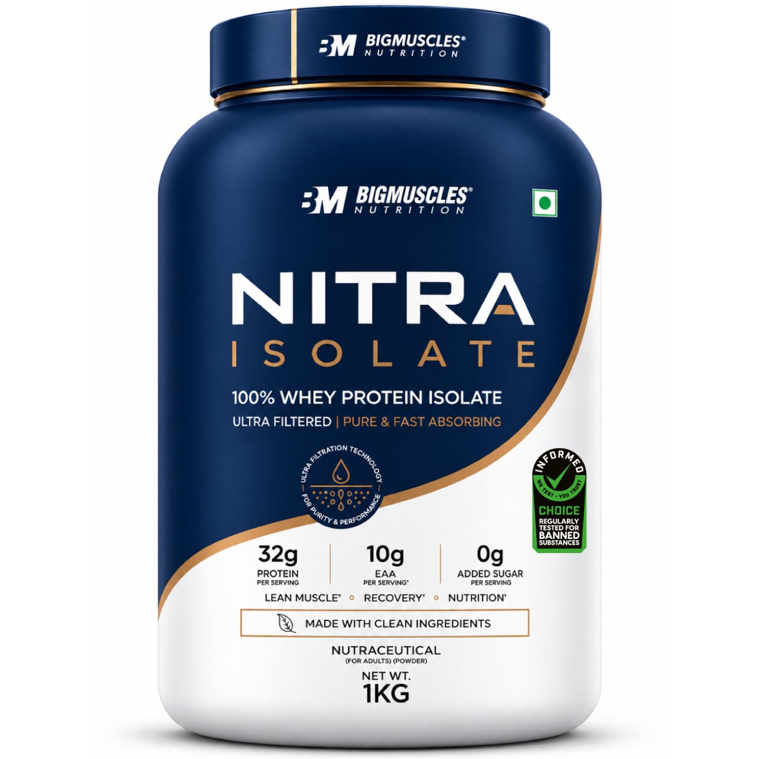 Bigmuscles Nutrition Nitra Isolate [2kg, Malai Kulfi] 32g Protein | 10g EAA | Whey Protein with Bromelian For Faster Absorption | Informed Choice UK Certified | No Added Artificial Sweeteners, Flavours — Amazon image 14