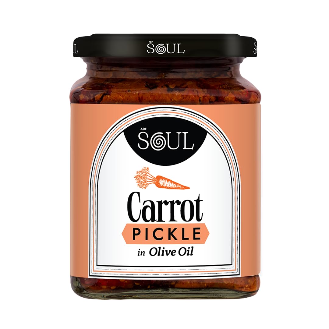 ADF Soul Carrot pickle in 100% Olive oil. Lightly spiced and perfectly tangy, this pickle adds a fresh, flavorful twist to your meals | 265g