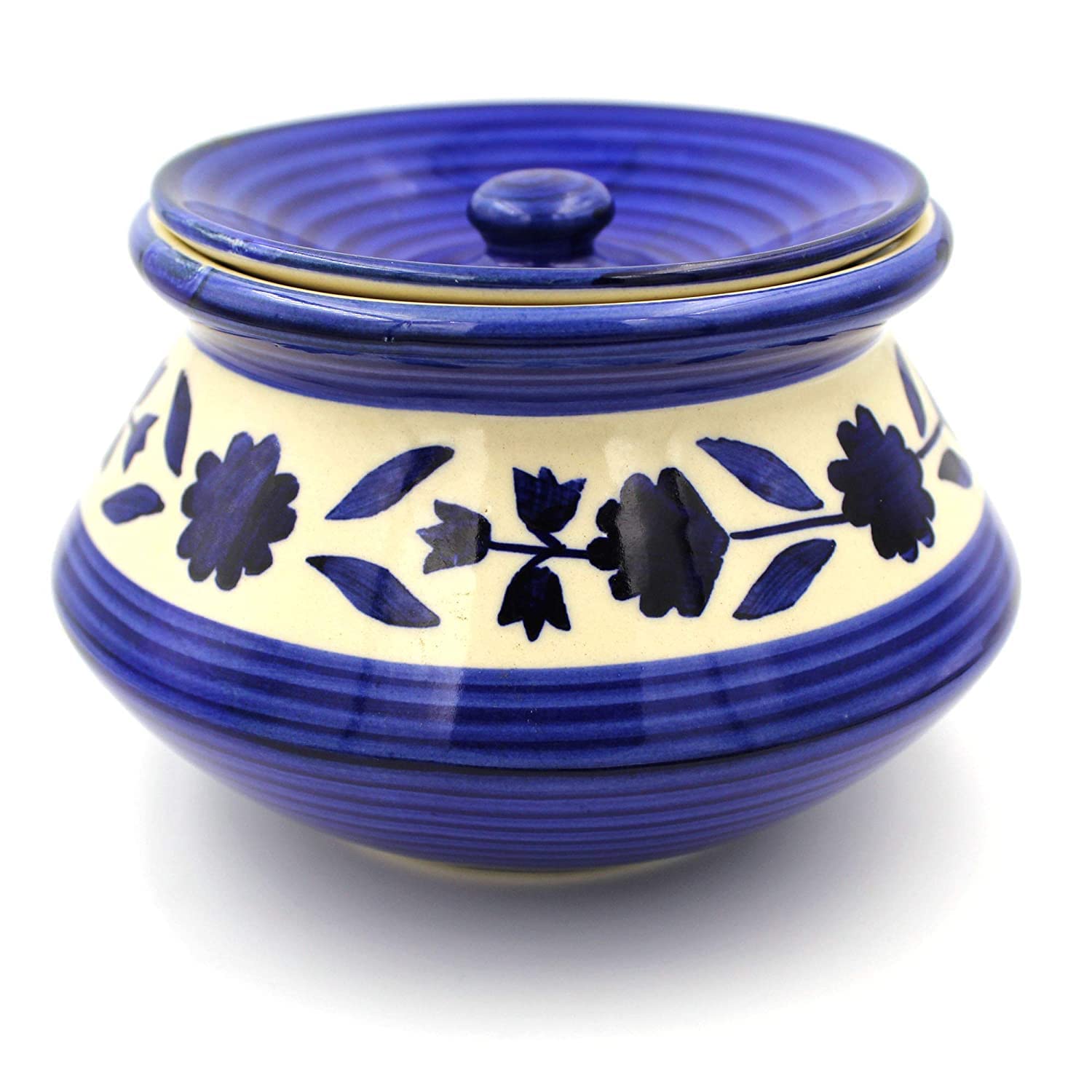 Clay Dahi Handi Pot with Lid,Dahi Handi MItti Handi/Curd Bowl with Lid (Blue Terracotta Clay Pot ( Capicity- 1000ml)